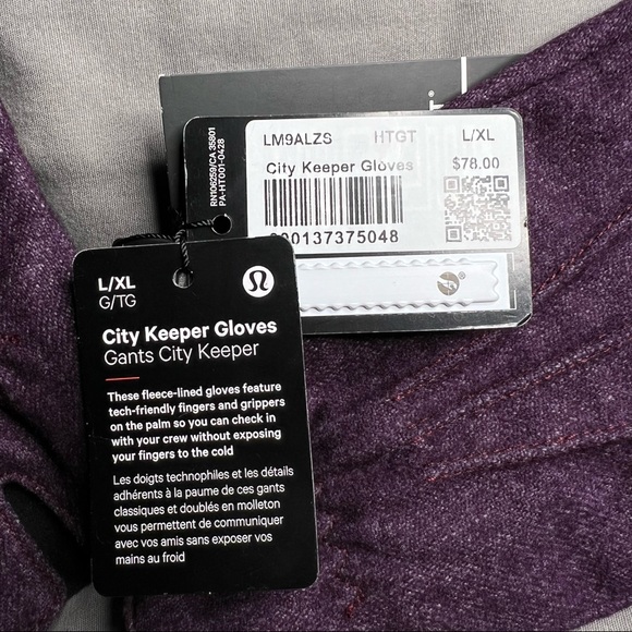 NWT Lululemon City Keeper Gloves L/XL Purple Black (HTGT) *Fleece Lined - Picture 14 of 16